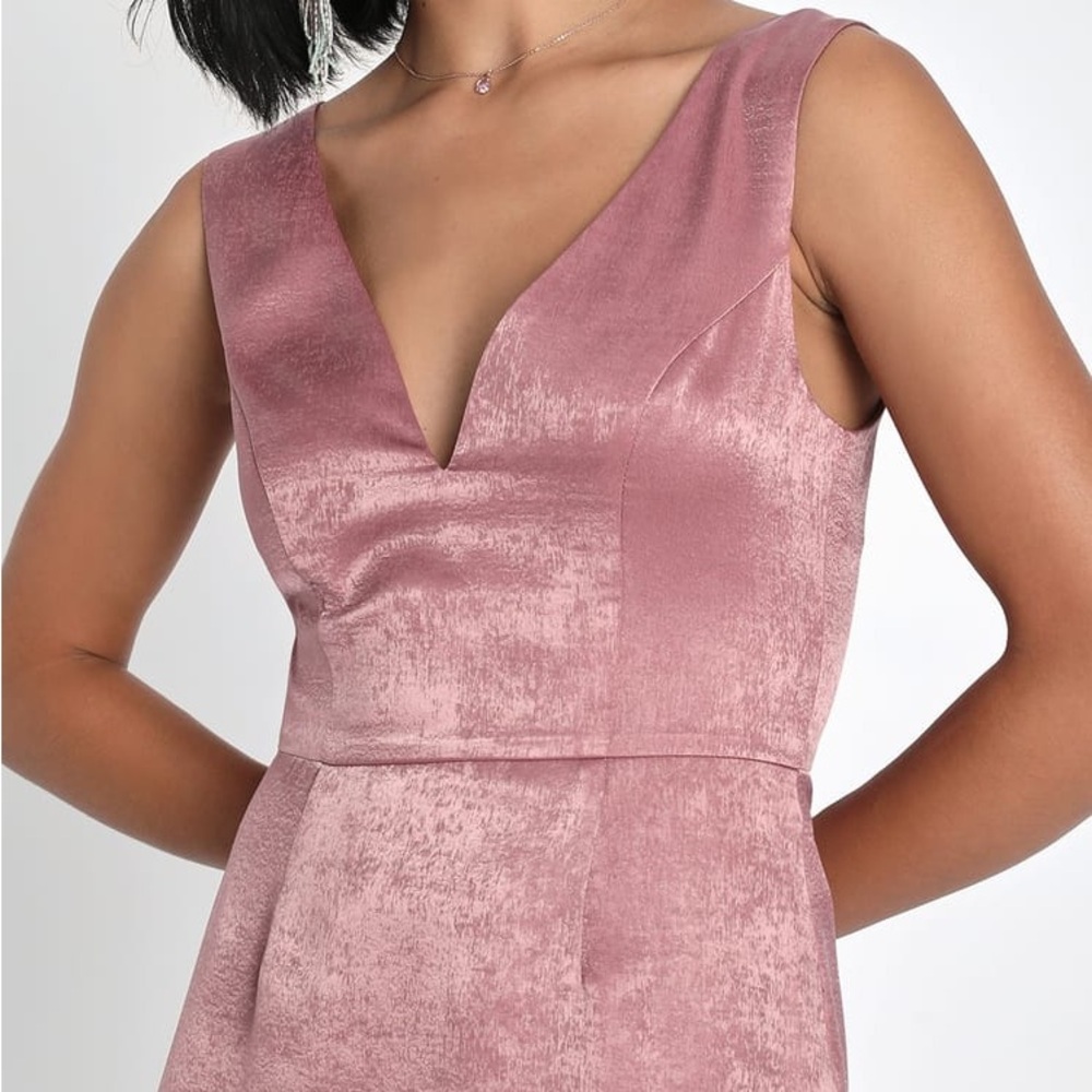 NWT Lulus Exclusive Elegance Mauve Satin Tiered Maxi Dress - Picture 2 of 7